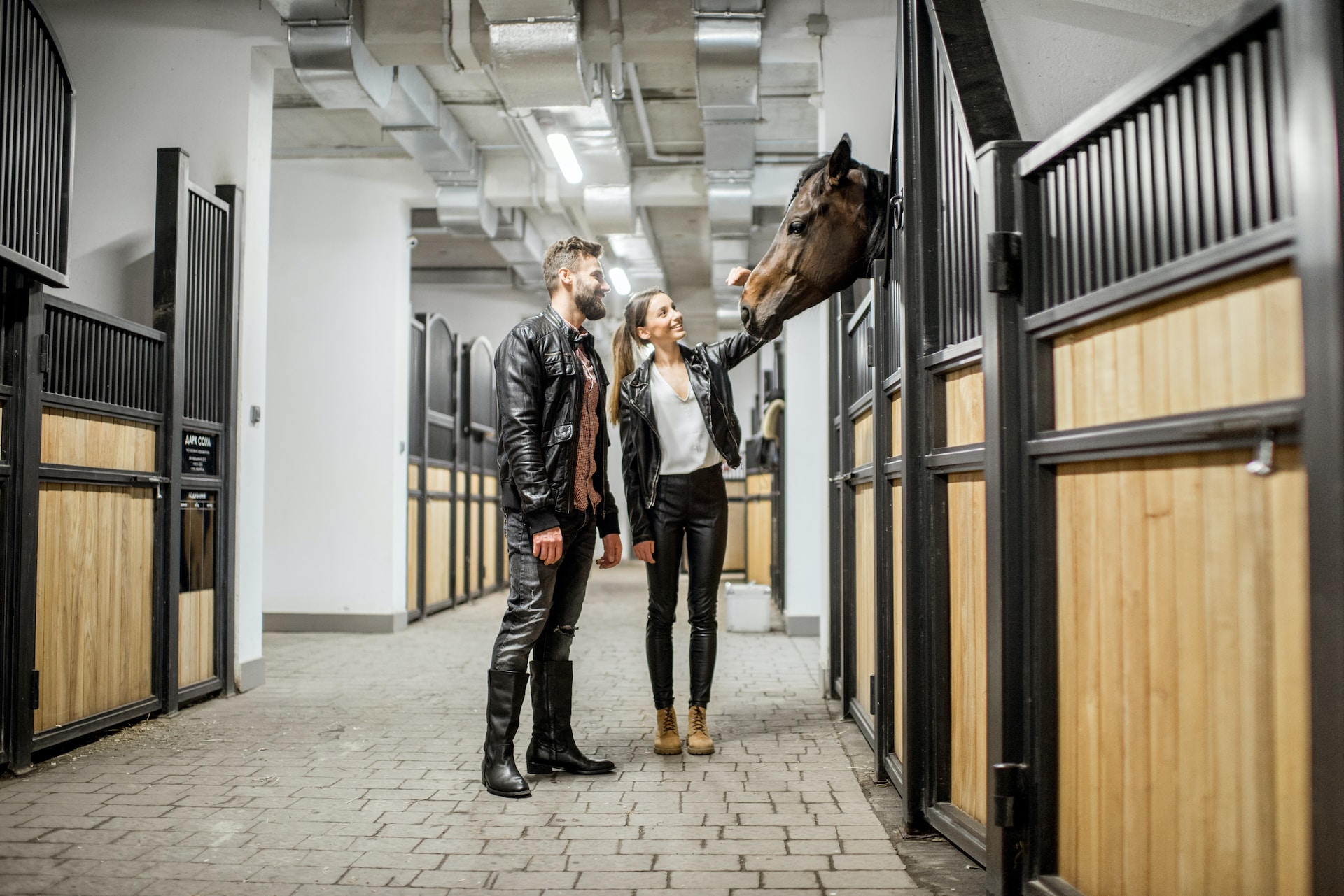 people in a barn